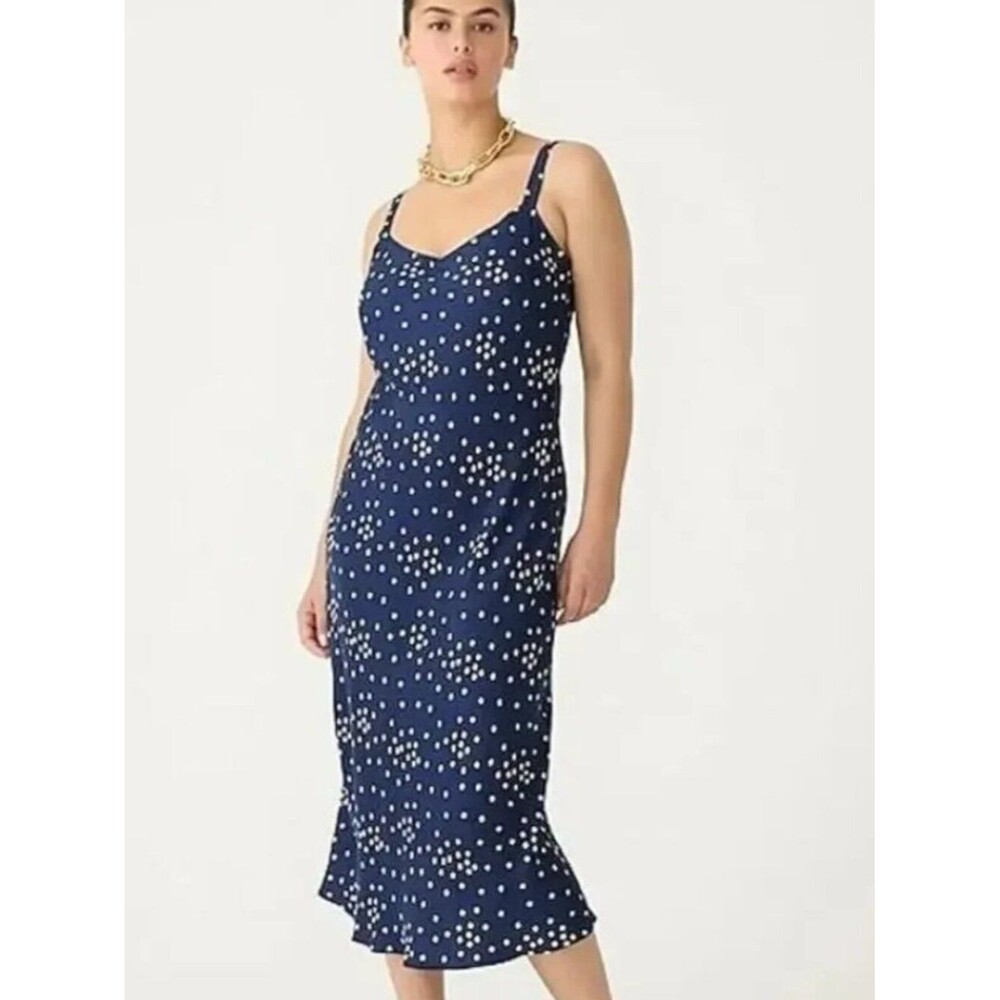 J.Crew Gwyneth V-neck cupro-blend slip dress in tiny blooms 4 Petite NWT